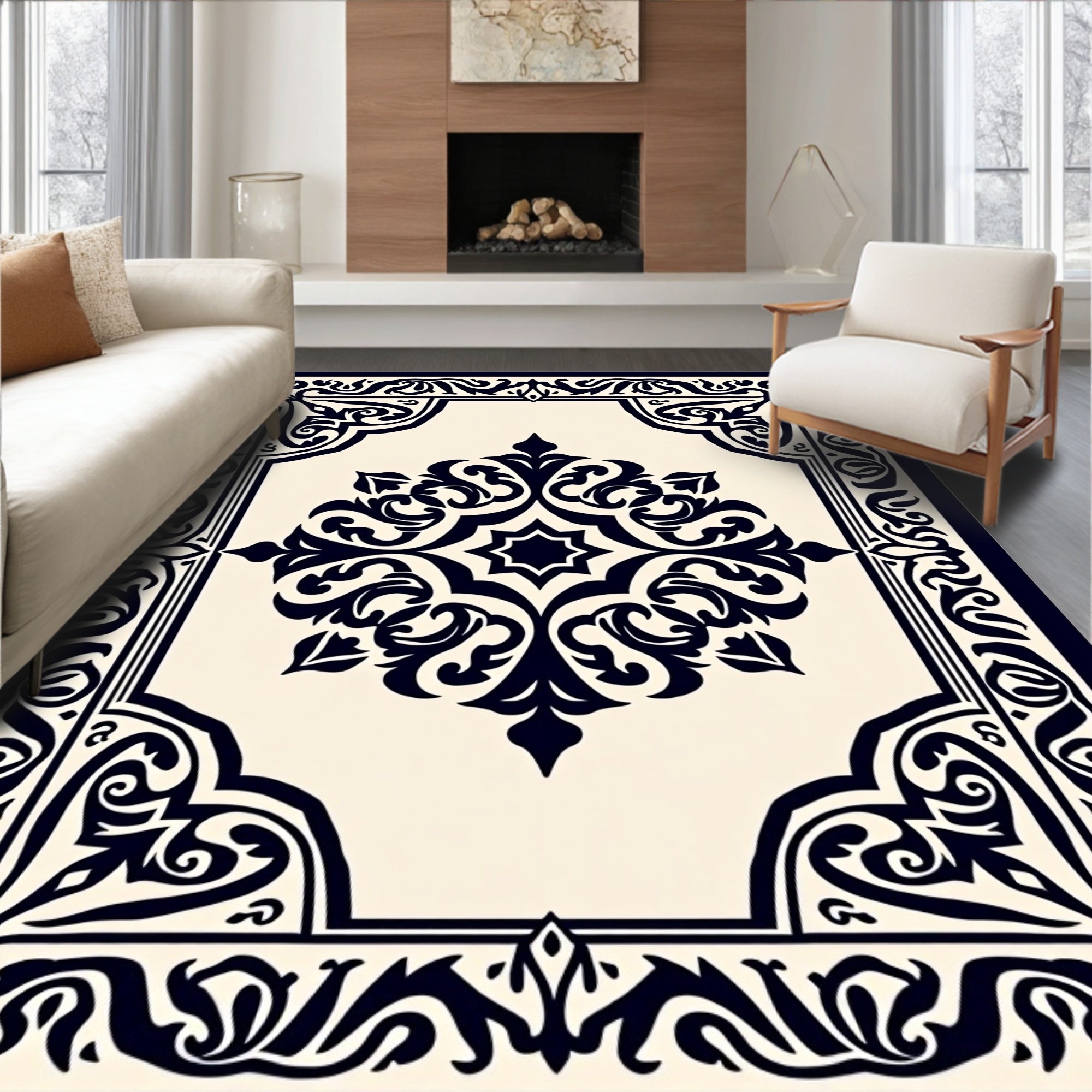 Classic Dark Floral Medallion Rug