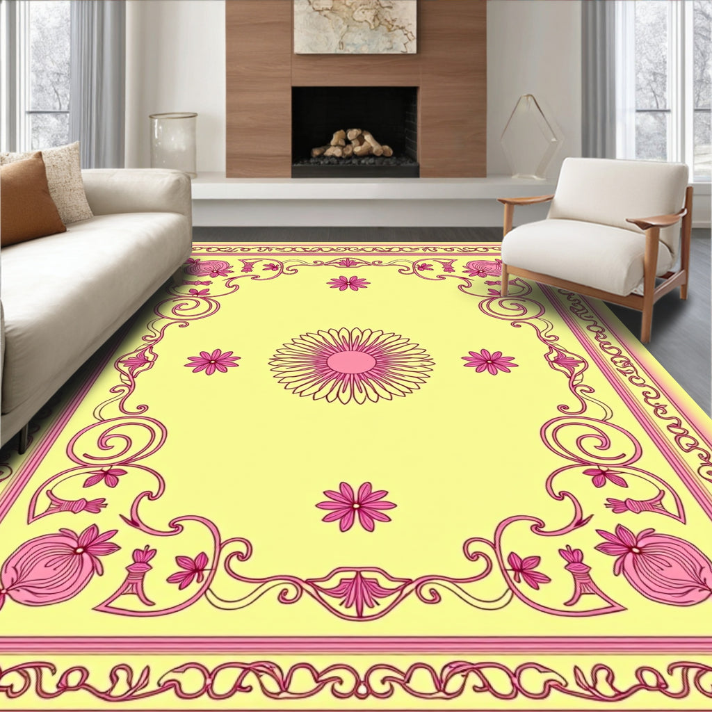 Floral Geometric Patterned Design Rug