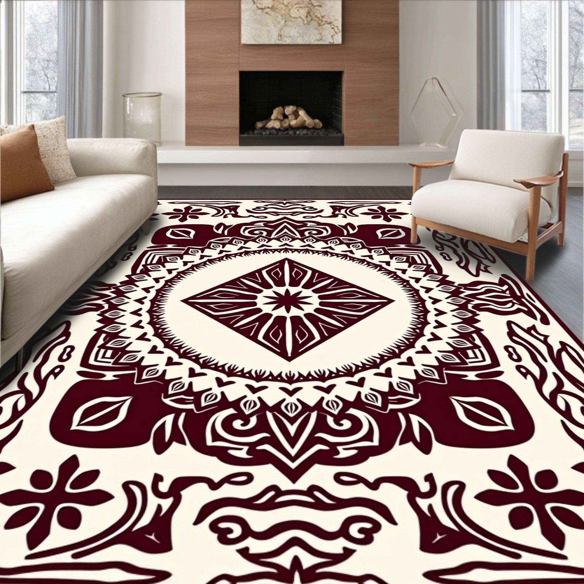 Ornate Tribal Diamond Mandala Rug