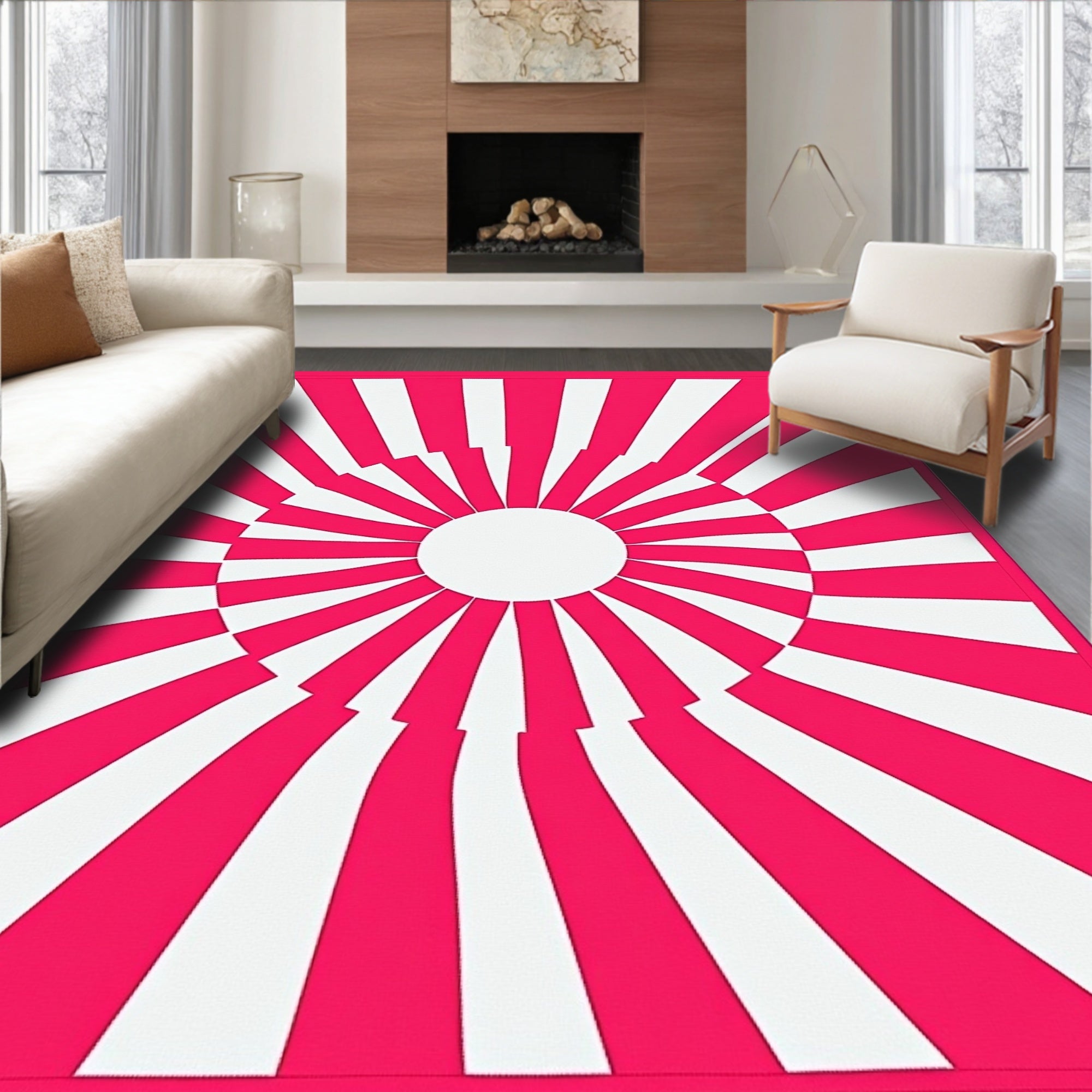Radiant Sunburst Design With Geometric Flair Rug