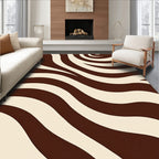 Bold Cream Brown Swirl Pattern Rug