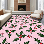 Pink Berry Leaf Pattern Rug