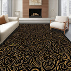 Abstract Golden Swirl Pattern Rug