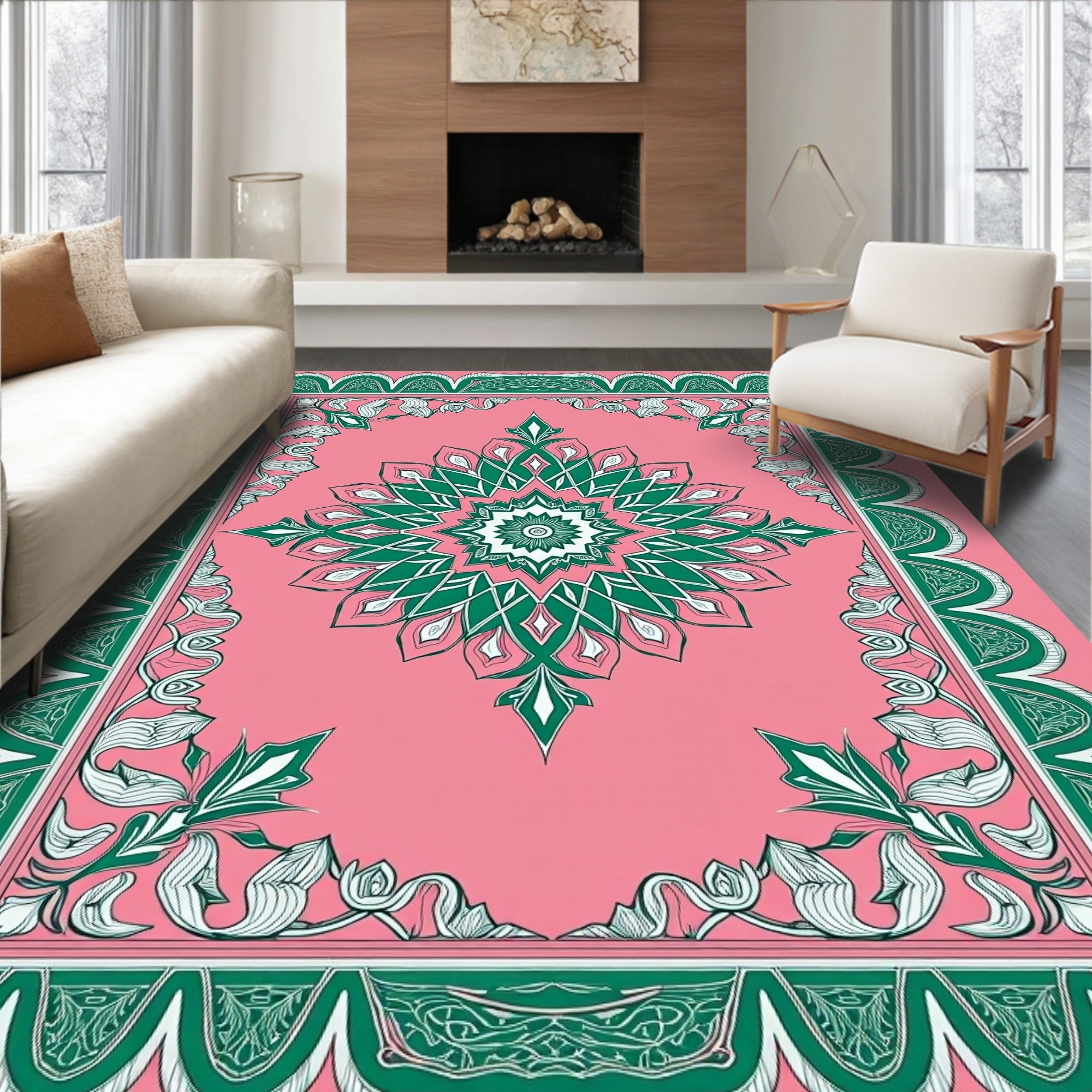 Ornate Blossom Frame Design Rug