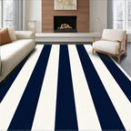 Classic Navy White Stripe Pattern Rug