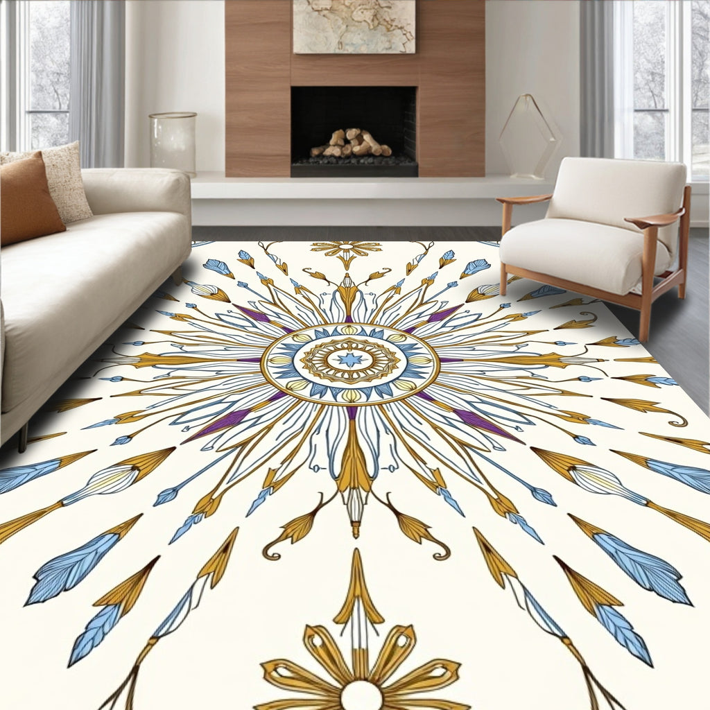 Ornate Sunburst Mandala Pattern Rug
