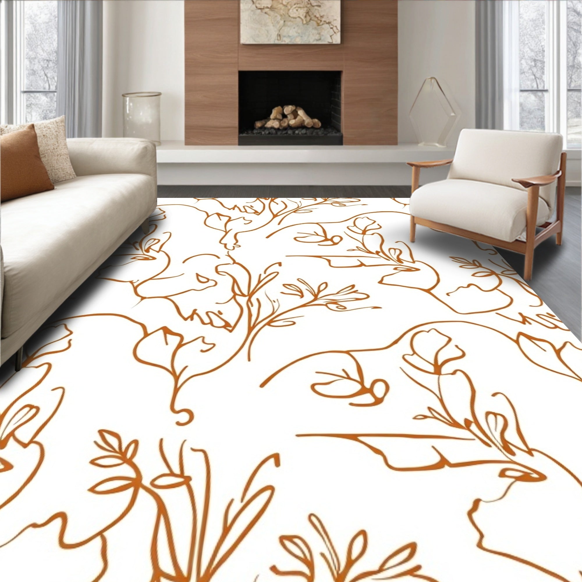 Abstract Botanical Vine Pattern Rug