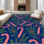 Blue Candy Cane Pine Sprig Toss Rug