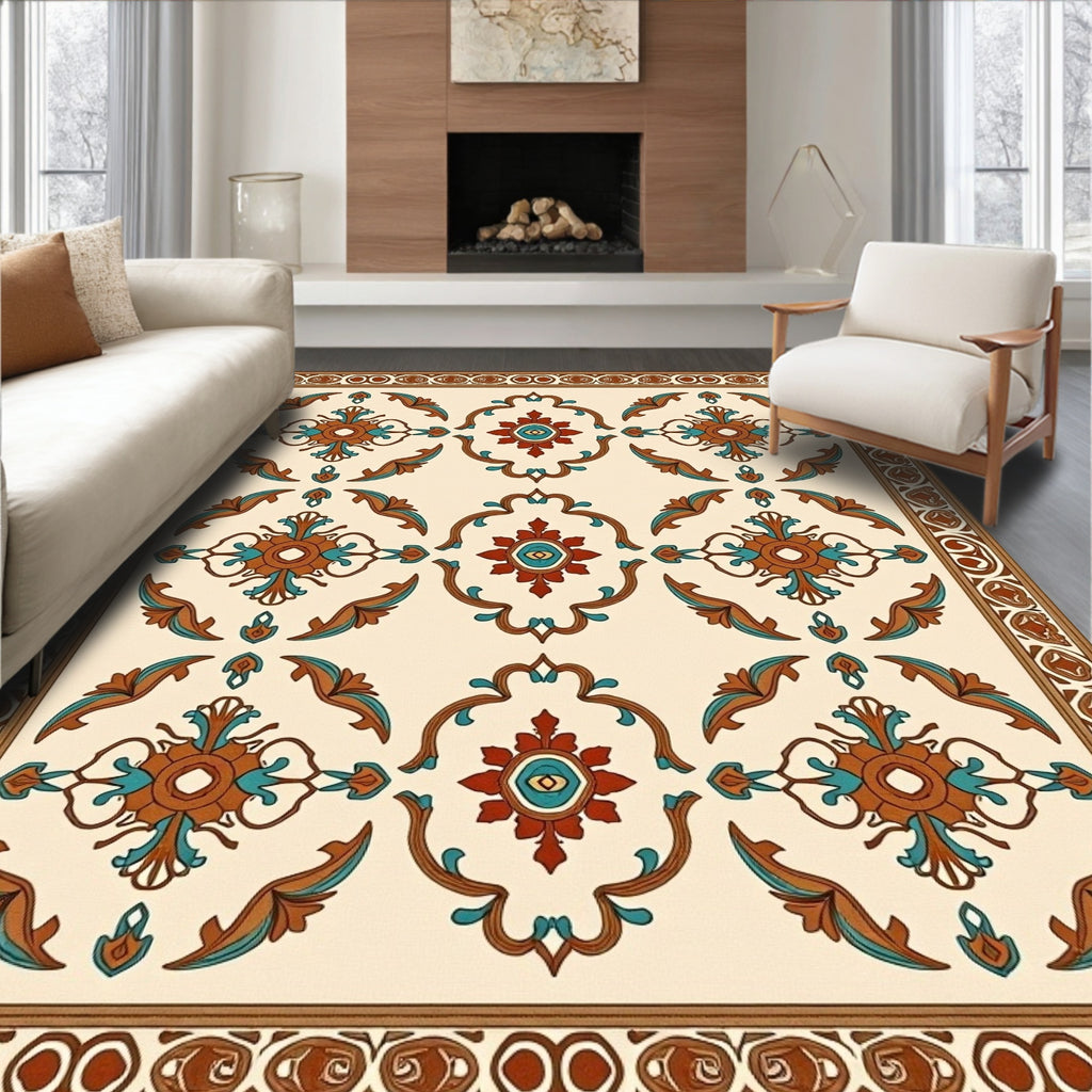 Ornate Floral Medallion Pattern Rug