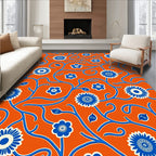 Bold Blue Floral Vine Pattern Rug