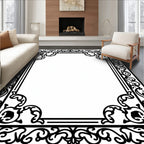 Ornate Floral Scrollwork Frame Design Rug