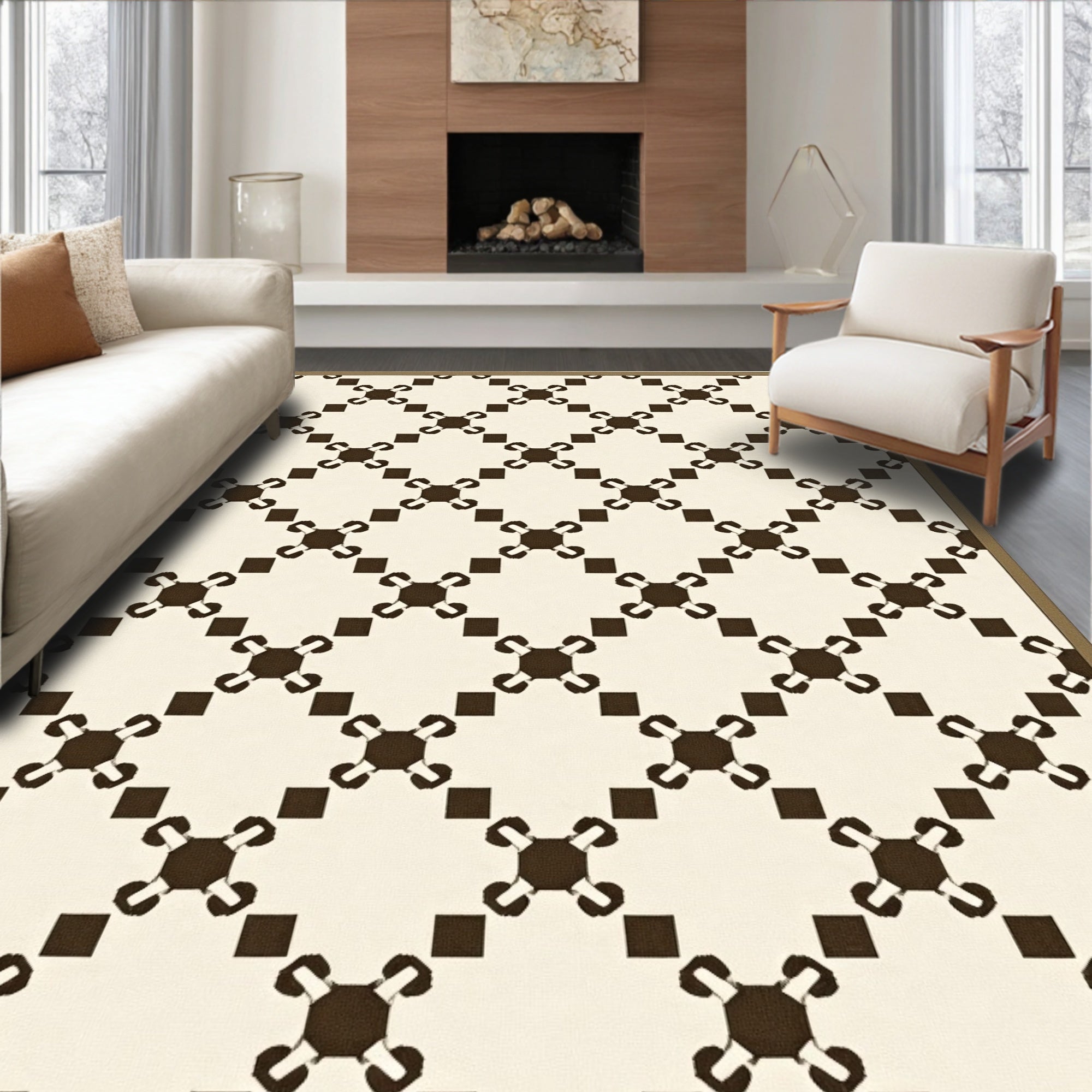 Classic Diamond Lattice Pattern Rug