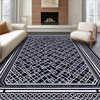 Intricate Geometric Patterned Dark Rug