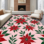 Crimson Red Poinsettia Garden Rug