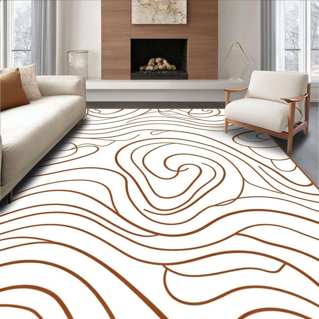 Abstract Wavy Strokes Design Rug