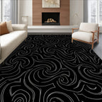Black Swirls Abstract Pattern Rug