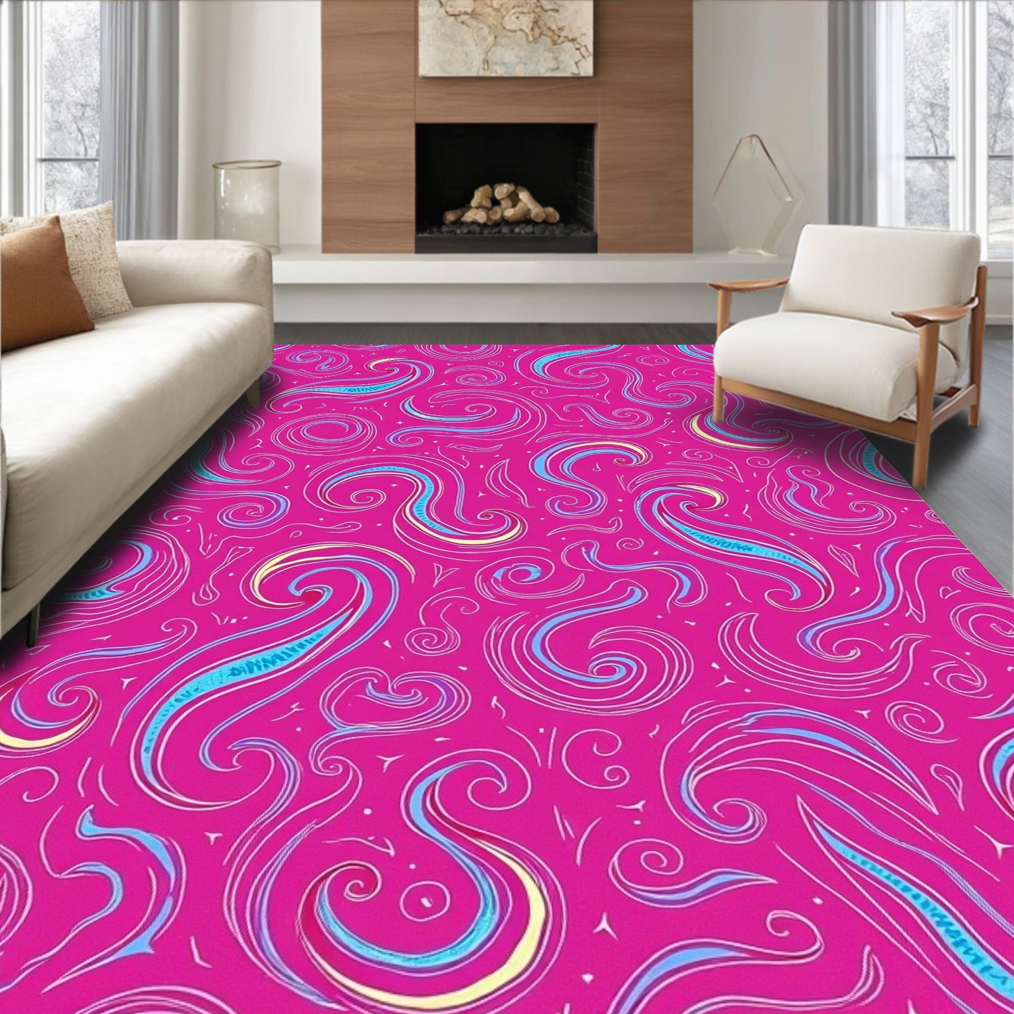 Swirls Curls Abstract Pattern Design Rug
