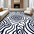 Abstract Black White Organic Waves Rug
