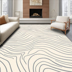 Abstract Wavy Lines on Cream Rug