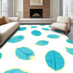 Teal Leaf Pattern Design Rug