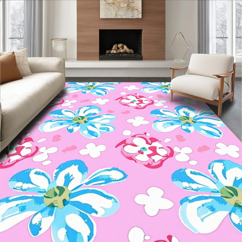 Pink Sky Floral Pattern Rug