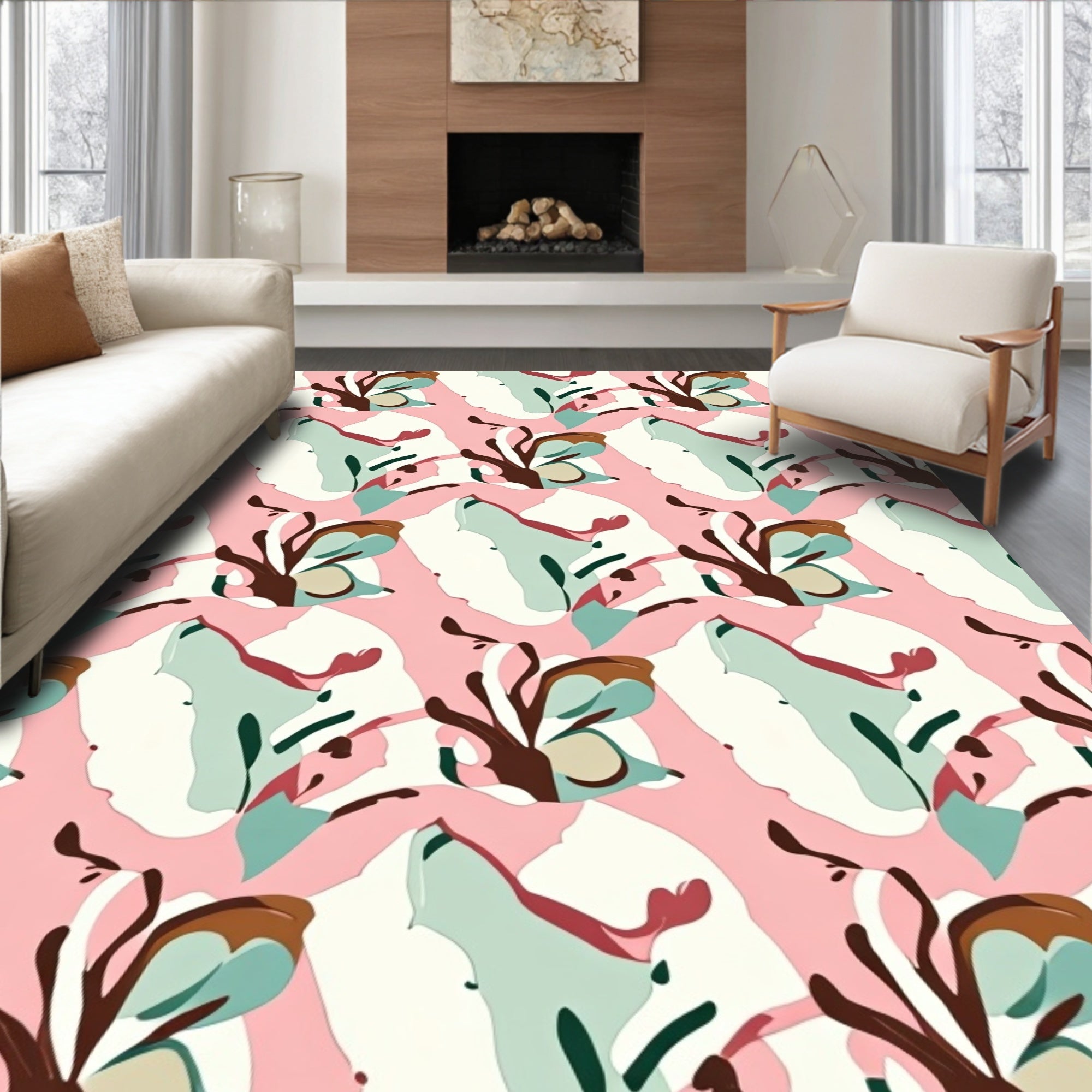 Abstract Organic Brushstroke Pattern Rug