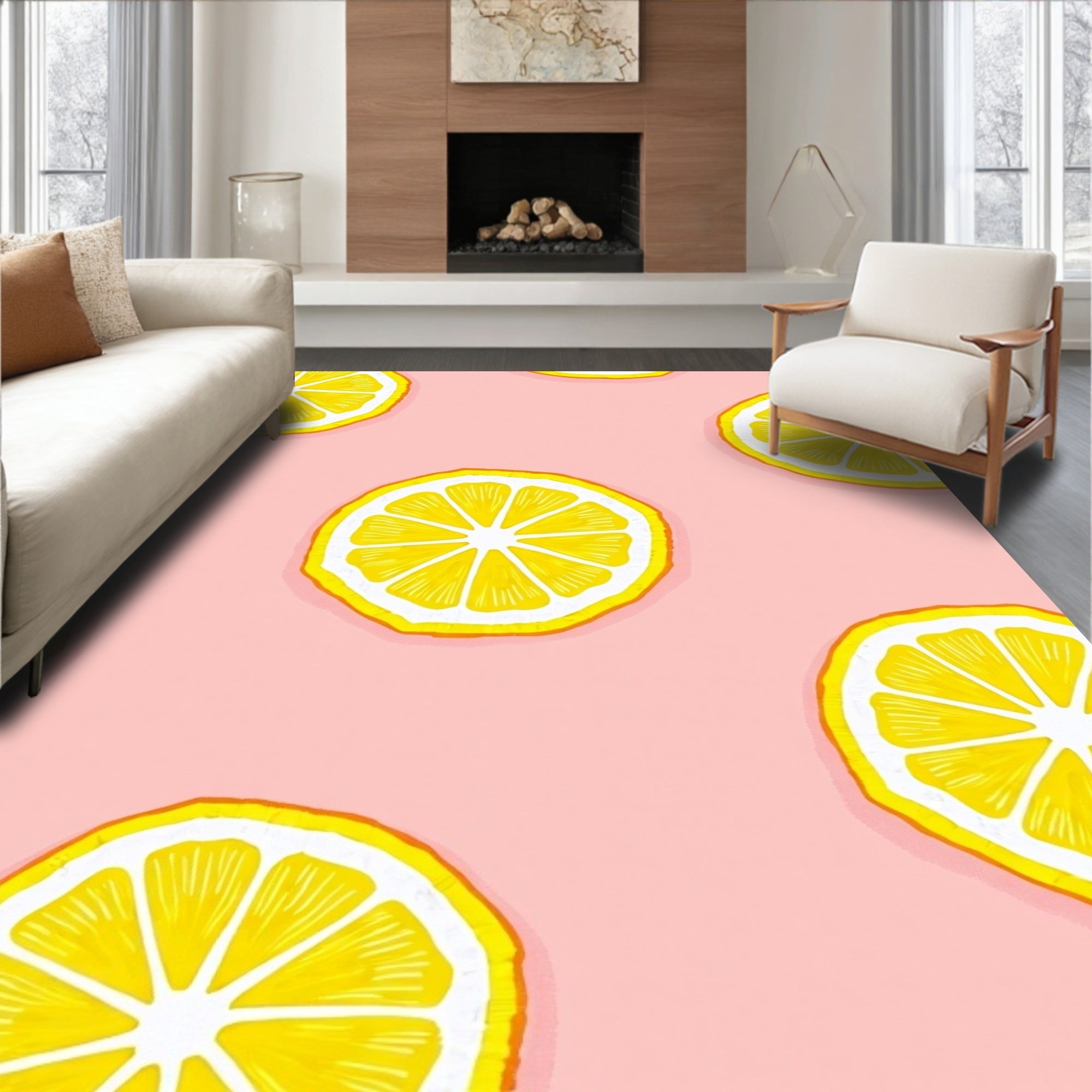 Citrus Slice Pink Pattern Rug