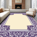 Purple Tan Ornate Flourish Rug