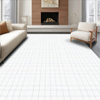 Classic Grid Pattern White Rug