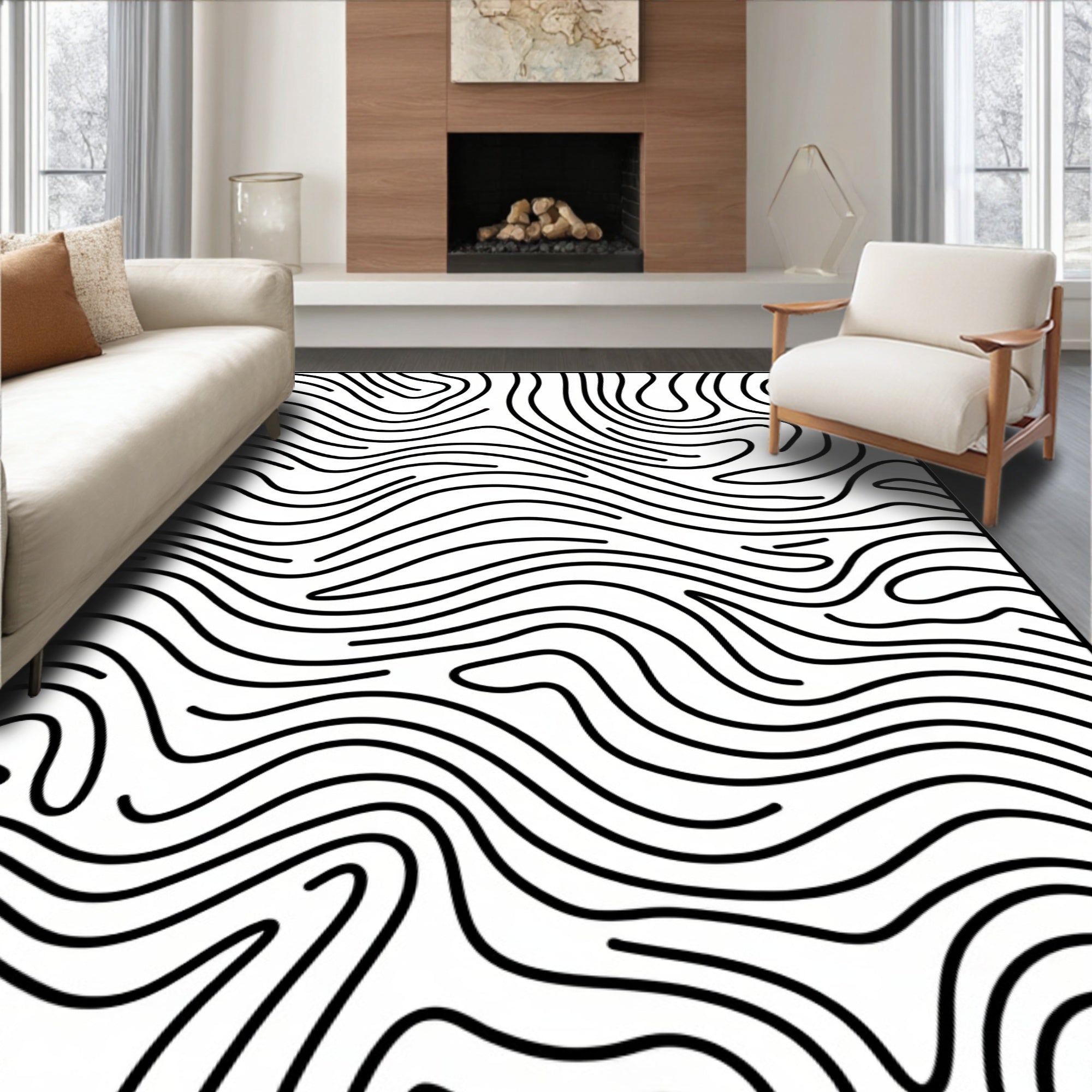 Abstract Contour Organic Lines Rug