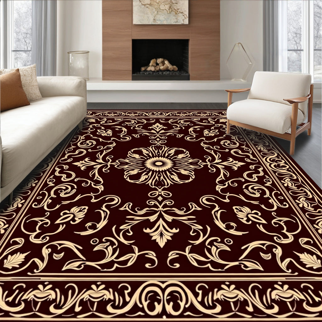 Elegant Floral Scrollwork Vintage Design Rug
