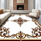 Ornate Scrollwork Floral Design 4 Corners Rug