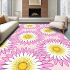 Pink Daisy Bloom Pattern Rug
