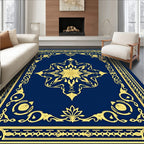 Golden Floral Medallion With Border Rug