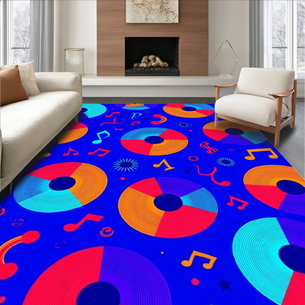 Groovy Vinyl Record Music Pattern Rug