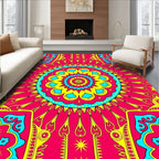 Vibrant Radiant Sun Mandala Pattern Rug
