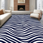 Bold Navy White Sinuous Wave Rug