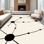 Abstract Black Dot Connection Pattern Rug