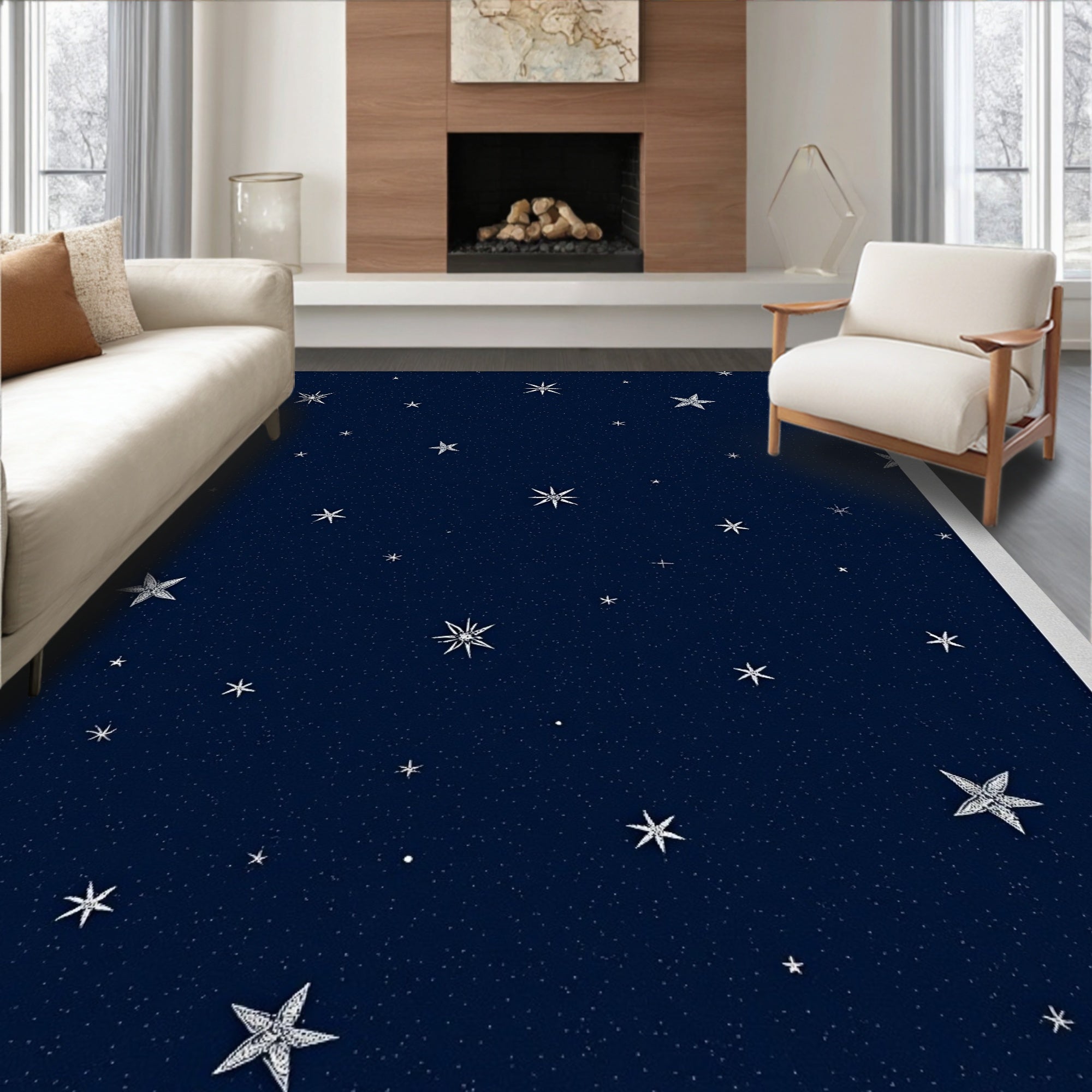 Midnight Sky Starry Night Design Rug