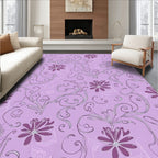 Elegant Purple Floral Swirl Pattern Rug