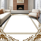 Ornate Floral Decorative Border Rug