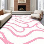 Pink Abstract Wavy Lines Pattern Rug