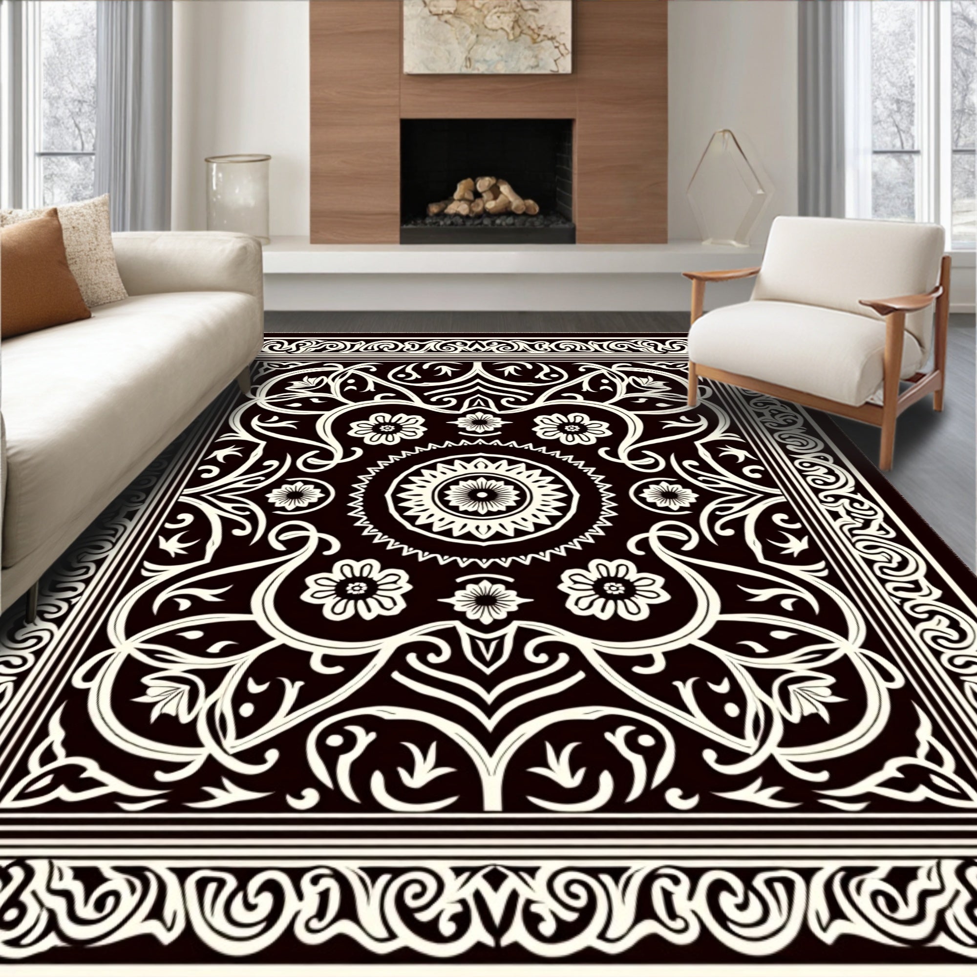 Classic Floral Scrollwork Motif Rug