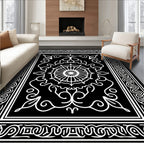 Floral Scrollwork With Central Medallion Design Rug