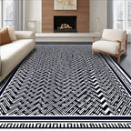 Bold Maze Patterned Monochrome Rug