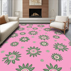 Pink Floral Pattern Daisy-Inspired Design Rug