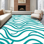 Teal Abstract Swirl Pattern Rug