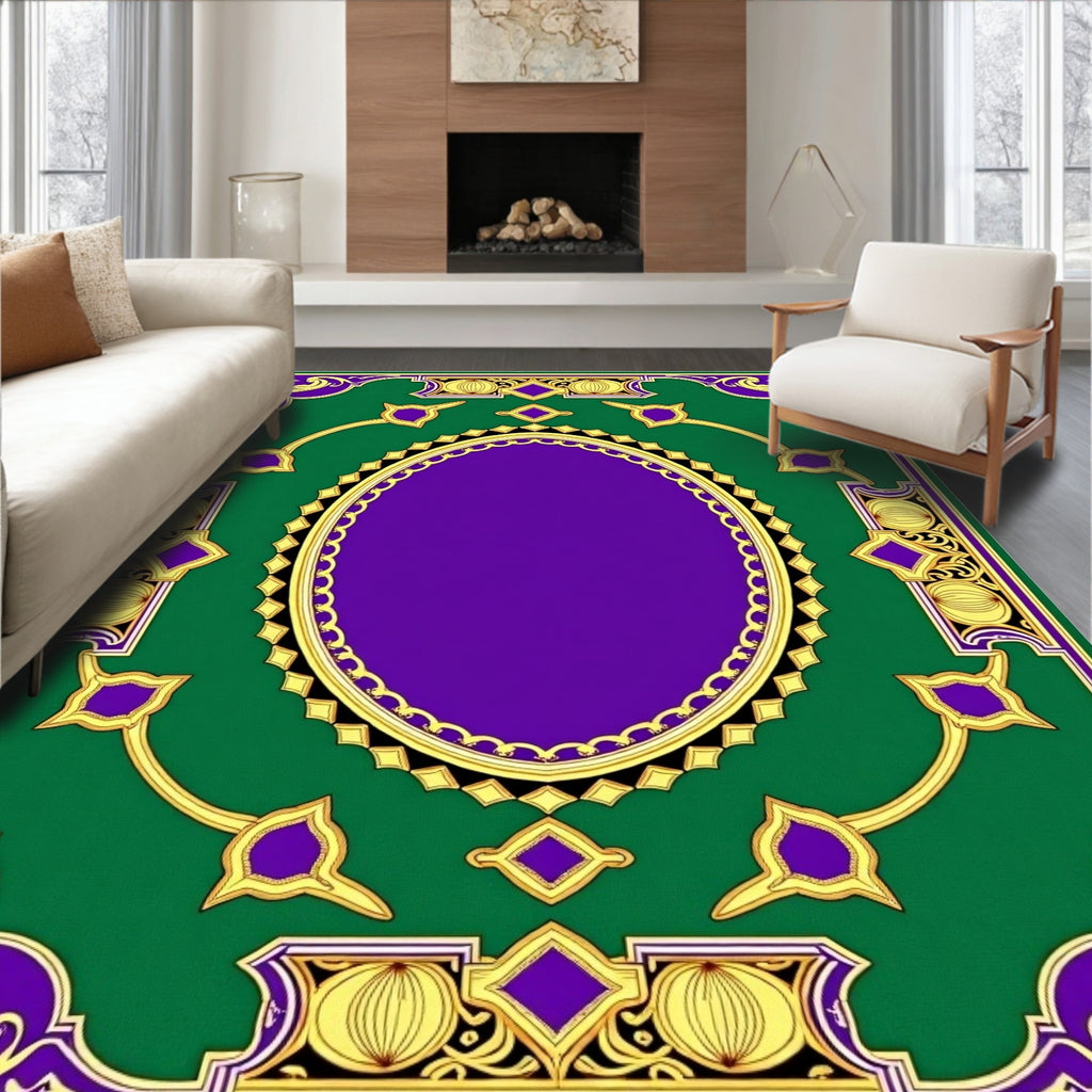 Grand Oval Center Detailed Jewel Rug