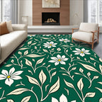 Elegant Cream Floral Vine Pattern Rug