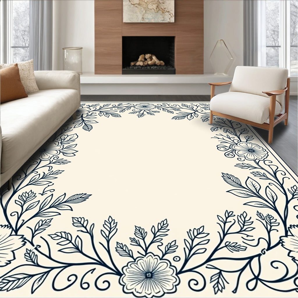Floral Vine Border Design Rug